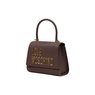 Love Moschino Logo-Embellished Polyurethane Top Handle Bag - Brown