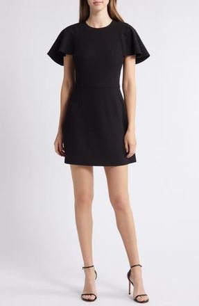 French Connection Whisper Flutter Sleeve Sheath Minidress in Black at Nordstrom Rack, Size 10