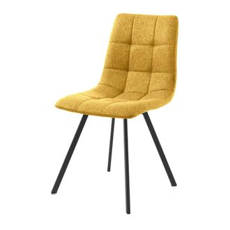 Oresteluchetta Juego 4 sillas tela amarillo mostaza, patas negras 85x46x56 cm cocina