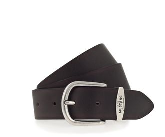 Mustang Lederg&uuml;rtel MUSTANG, Damen, Gr. 100, schwarz braun, Rindsleder, G&uuml;rtel Lederg&uuml;rtel, Damen-G&uuml;rtel mit Logo-Schriftzug auf der Schlaufe