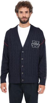 Tommy Hilfiger V-hals Cardigan - Heren - Vesten - Blauw - L - Katoen - Truien & Vesten