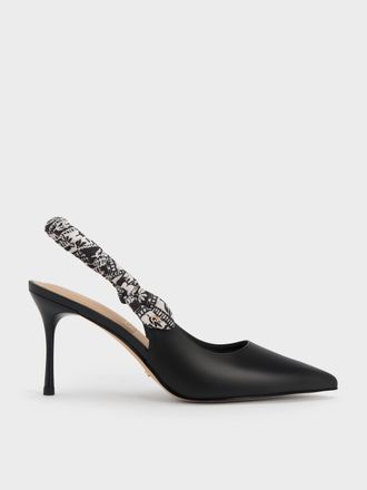 Charles & Keith Tayari Leather Printed-Strap Slingback Pumps
