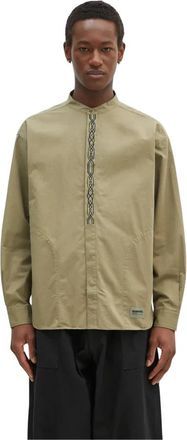 Neighborhood Regular Fit Band Collar Shirt - Heren - Casual Overhemden - Groen - XL - Katoen - Overhemden