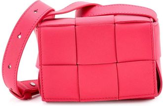 Bottega Veneta Pink Intrecciato Leather Cassette Crossbody Maxi Candy (Authentic Pre-Loved)