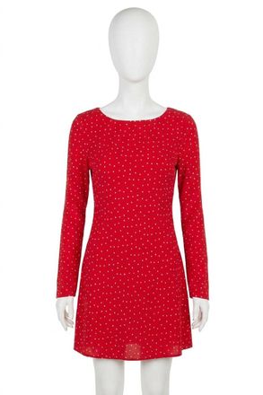 Z Supply Campbell Dot Crepe Mini Dress In Kiss Me Red