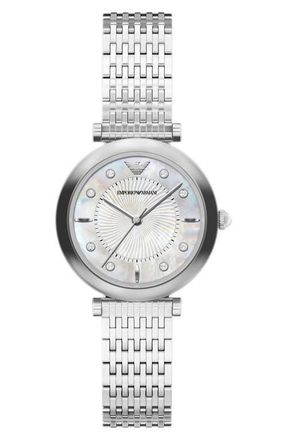 Emporio Armani Archelia Mother-of-Pearl Bracelet Watch, 32mm in Silver at Nordstrom