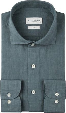 Profuomo Heren, Overhemden, Grijs, Maat: 3XL Leer