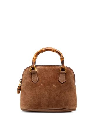 Gucci 20th Century Suede Bamboo Dome satchel - Brown