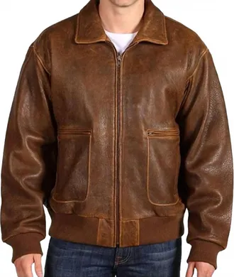 Scully Aero Squadron Leather Bomber Jacket In Brown Antique Lamb