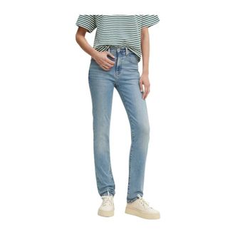 Levi's 724 High Rise Straight - Dames - Slim Fit Jeans - Blauw - W27 L30 - Katoen - Jeans