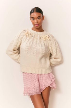 LoveShackFancy Womens Sloanna Pullover Top In Ivory