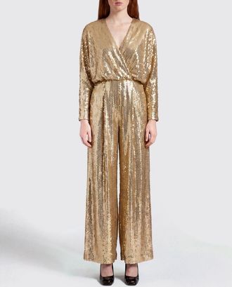 Elie Saab Sequin V-Neck Silk Blend Jumpsuit