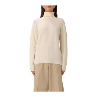 Drumohr Cashmere Knitwear, female, Beige, Size: M Roll Neck Knit Top