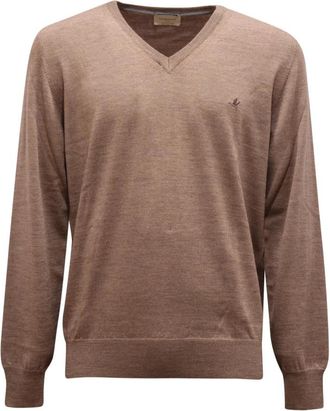 Brooksfield V-hals Wollen Trui Gemaakt in Itali&euml; - Heren - V-hals truien - Beige - 2XL - Wol - Truien & Vesten
