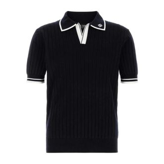Dolce & Gabbana Knit Polo Shirt - male - Dolce & Gabbana - Polo Shirts - Blue - M - Tops