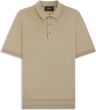 BOSS Knit polo shirt in silk and cotton
