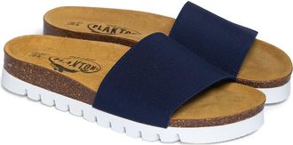 Plakton Solid Slide Sandal in Navy White Elastic at Nordstrom Rack, Size 11Us / 42Eu