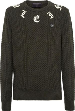 Philipp Plein Heren, Truien, Groen, Maat: XL Wol