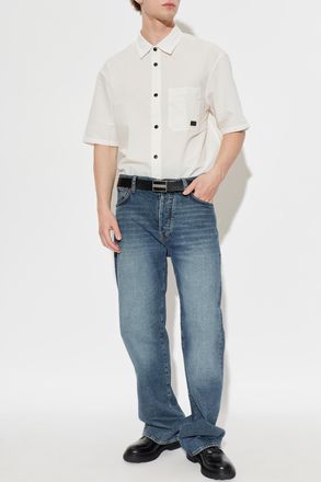 Emporio Armani Shirt With Logo, Mens, Cream
