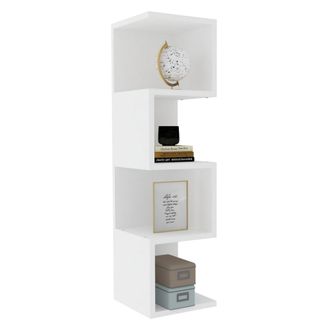 Dmora Biblioteca Cissone, 3 Estantes, Instalaci&oacute;n Libre, Estructura Vertical, 27x25x95h Cm Blanco