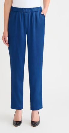 Misook Nora Crêpe de Chine Straight Leg Pants in Lazuli Blue at Nordstrom, Size Xx-Large