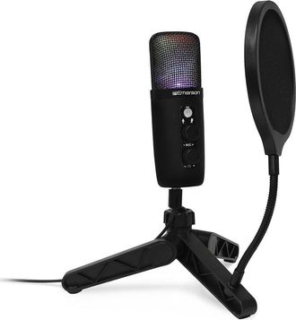 Emerson USB Gaming & Streaming Condenser Microphone with LED Lighting