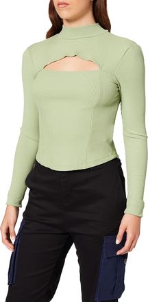 NA-KD Cut Out Chest Detail Top, Green, X-Large