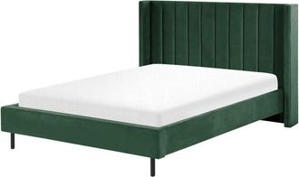 Beliani Bed Velvet VILLETTE 140 x 200 cm (EU Double) Dark Green