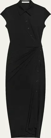 Helmut Lang Short-Sleeve Twist Jersey Midi Dress