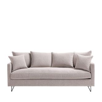 DRAWER Sof&aacute; cama 3 plazas en tela con patas met&aacute;licas negras - Natural