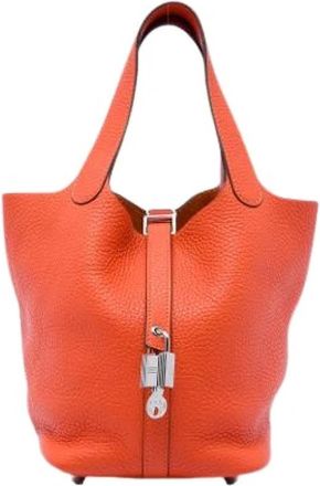 Herm&egrave;s Pre-owned Picotin Lock 18 - Dames - Vintage Tas - Oranje - ONE Size - Leer - Vintage