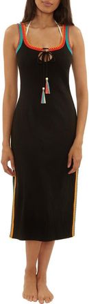 Lucky Brand Avila Rib Cover-Up Midi Dress in Black at Nordstrom, Size Medium