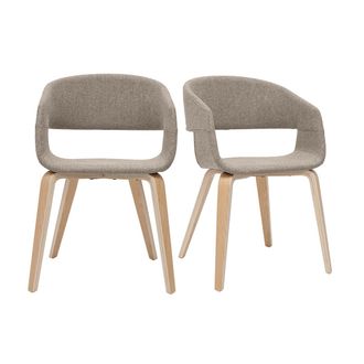 Miliboo Miliboo - Set De 2 Sillas De Dise&ntilde;o De Tela Color Topo Con Patas De Madera Clara Slam