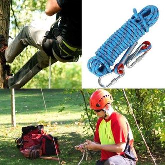 OEM Cuerda De Escalada, Cuerda Est&aacute;tica De 10 M De Longitud, Cuerda De Seguridad Para Trabajos En Altura Resistente A La Abrasi&oacute;n, Con 2 Mosquetones