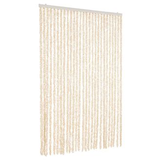 vidaXL Cortina Antimoscas Chenilla Beige Y Blanco 118x220 Cm Vidaxl