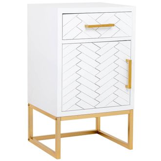 Wanderlust Deco Mesita madera y metal 1 caj&oacute;n y 1 puerta 42x36,5x71