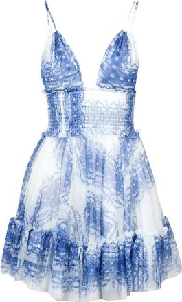 Philosophy di Lorenzo Serafini Jurk met all-over print - Dames - Korte kleedjes - Blauw - S - Kleedjes
