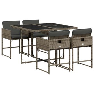 vidaXL Set Da Pranzo Da Giardino 5 Pz Con Cuscini In Polyrattan Grigio - Vidaxl