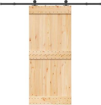 vidaXL Puerta Corredera Con Herrajes Madera Maciza De Pino 90x210 Cm Vidaxl