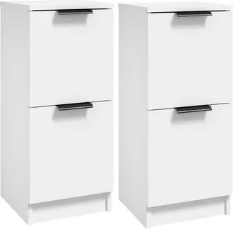 vidaXL Vidaxl - Aparadores 2 Uds Madera Contrachapada Blanco 30x30x70 Cm