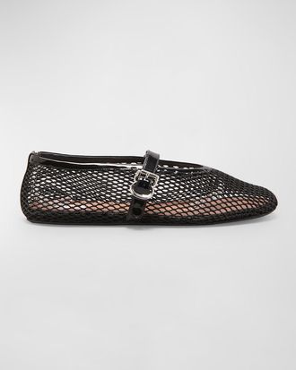 Alaia Mesh Mary Jane Ballerina Flats