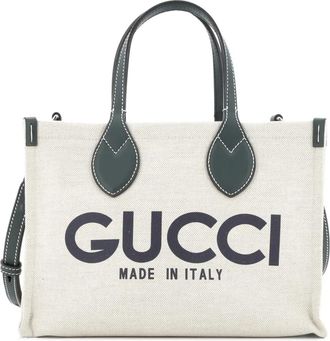 Gucci Kleine canvas shopper met logoprint - Groen