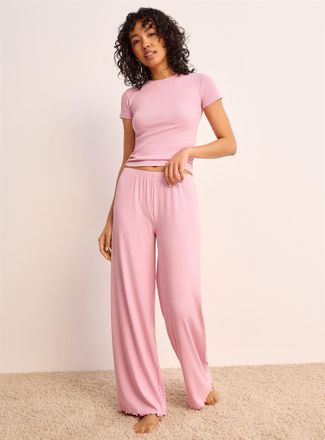 Twik Womens Wavy trim mini-ribbing pyjama pant