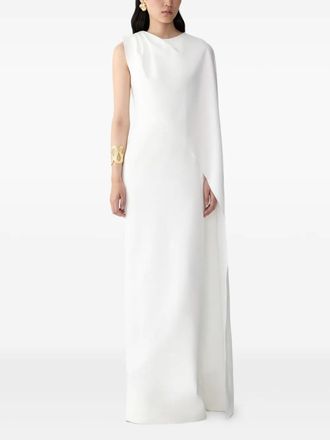 Carolina Herrera one-shoulder draped gown - White