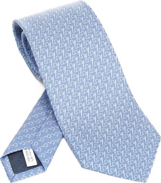 Ferragamo Cravatta con motivo Gancini - Blu
