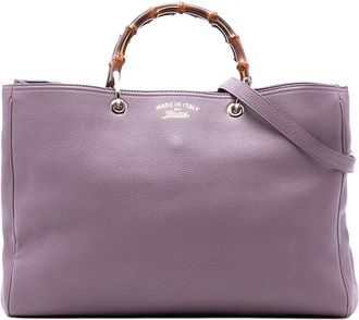 Gucci Pre-owned Gucci Large Calfskin Bamboo Shopper Satchel Ladies 323658 486628