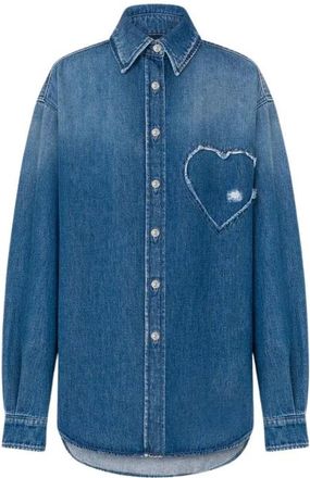 Moschino Denim Shirts, female, Blue, Size: XS Cotton Denim Shirt