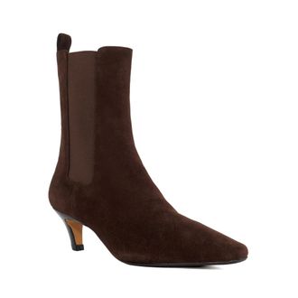 Dune London Ladies ODELE Chiselled Toe Kitten Heel Chelsea Ankle Boots Size UK 5 Suede