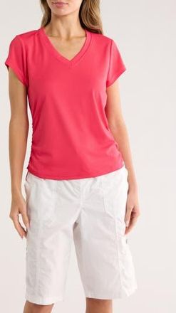 DKNY Side Ruched Tech T-Shirt in Azalea at Nordstrom Rack, Size Small