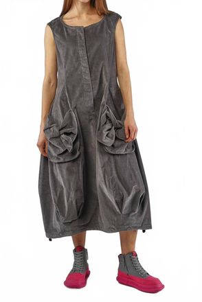 Rundholz Half Button Up Midi Dress In Gray